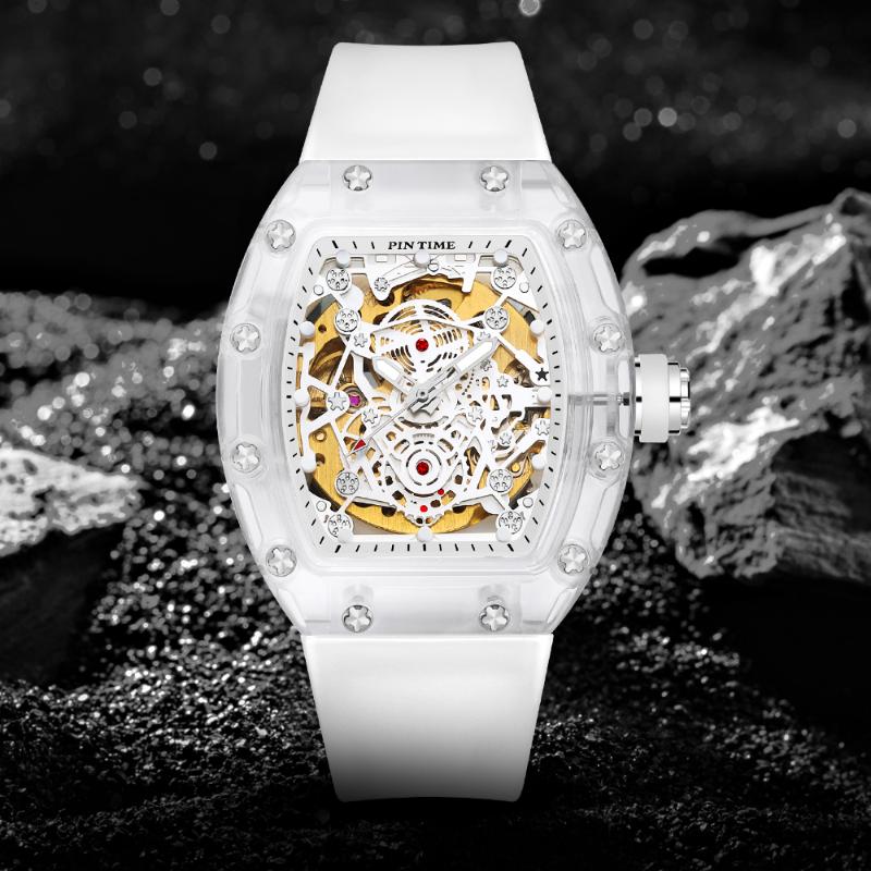 Wristwatches Mechanical Men's Watch Luxury Silicone Automatic Skeleton TransparentWristwatches, White
Wristwatches Mechanical Men's Watch Luxury Silicone Automatic Skeleton TransparentWristwatches, White