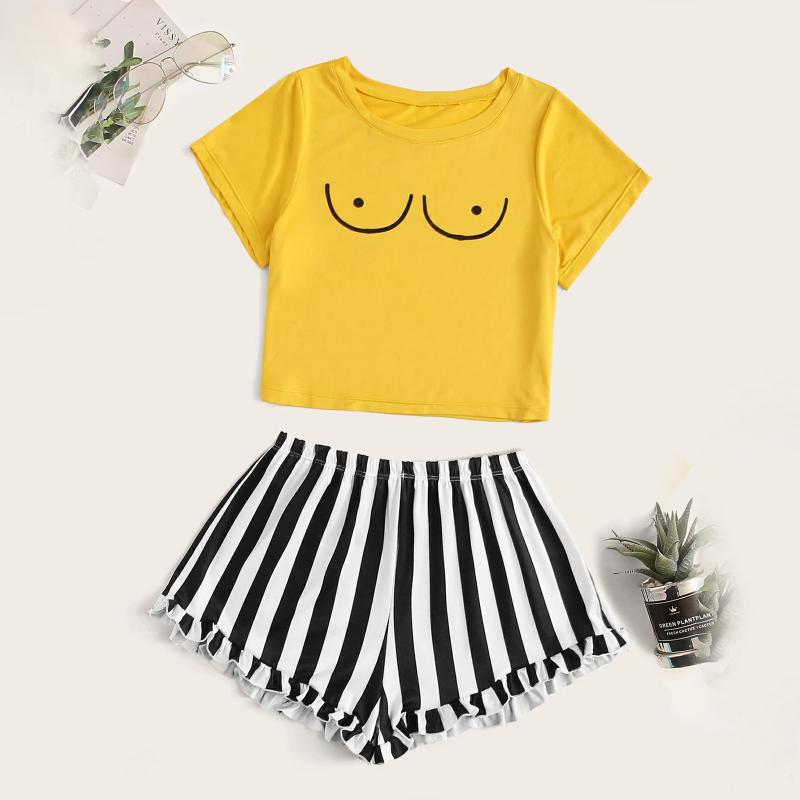 Women' Sleepwear Sexy Lingerie Fashion Ladies Pajamas Suit Printing Home Service Women Suits & Sets Sleep Shirt Button Down Womens Nigh, Yellow-a
Women' Sleepwear Sexy Lingerie Fashion Ladies Pajamas Suit Printing Home Service Women Suits & Sets Sleep Shirt Button Down Womens Nigh, Yellow-a