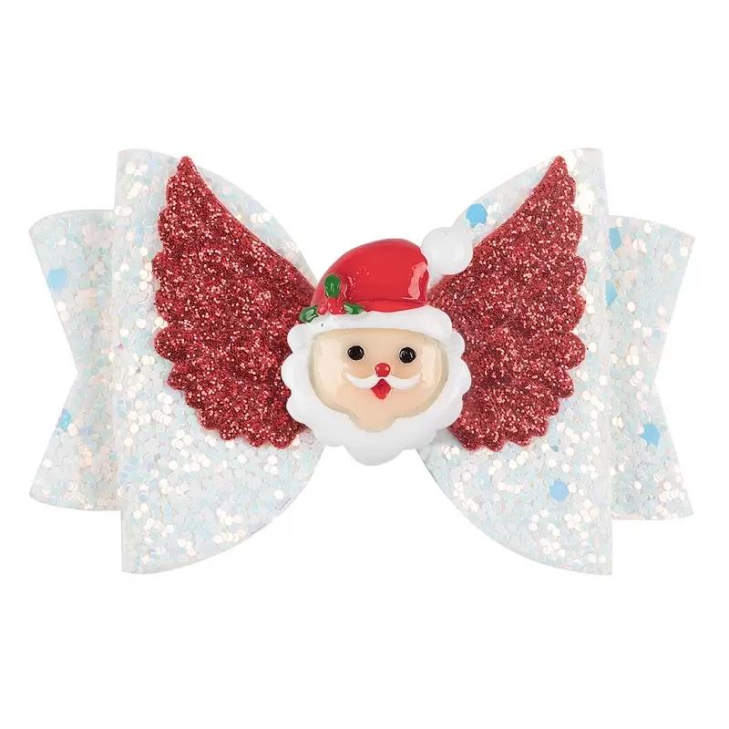 Christmas Glitter Hair Bows hair clips wings Polka Dot Print Barrettes xmas Tree Santa Claus Socks Hairpins Boutique Accessories