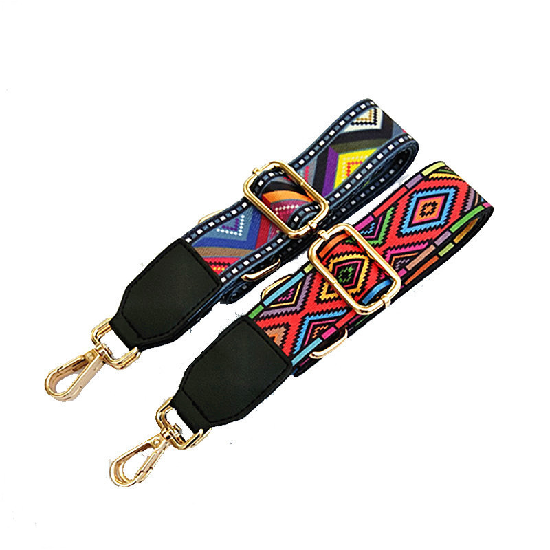 Fashion Women Long Strap For Bag Rainbow Nylon Adjustable Embroidered Belts 220610