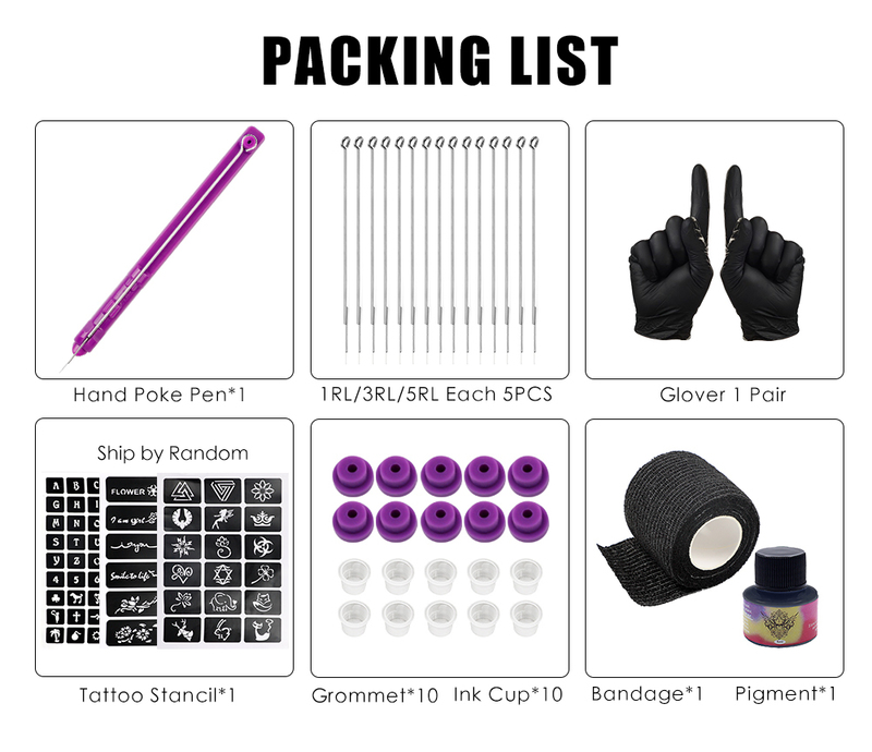 Hand Poke and Stick Tattoo Kit Pen Clean Safe Machine DIY Tool for Supplies 220624