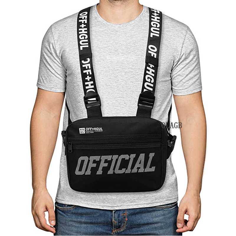 Fashion Streetwear Men Hip-Hop Chest Bag Tactical Two Straps Chest Rig Bags Trendy Style Rectangle Chest Utility Pack G122