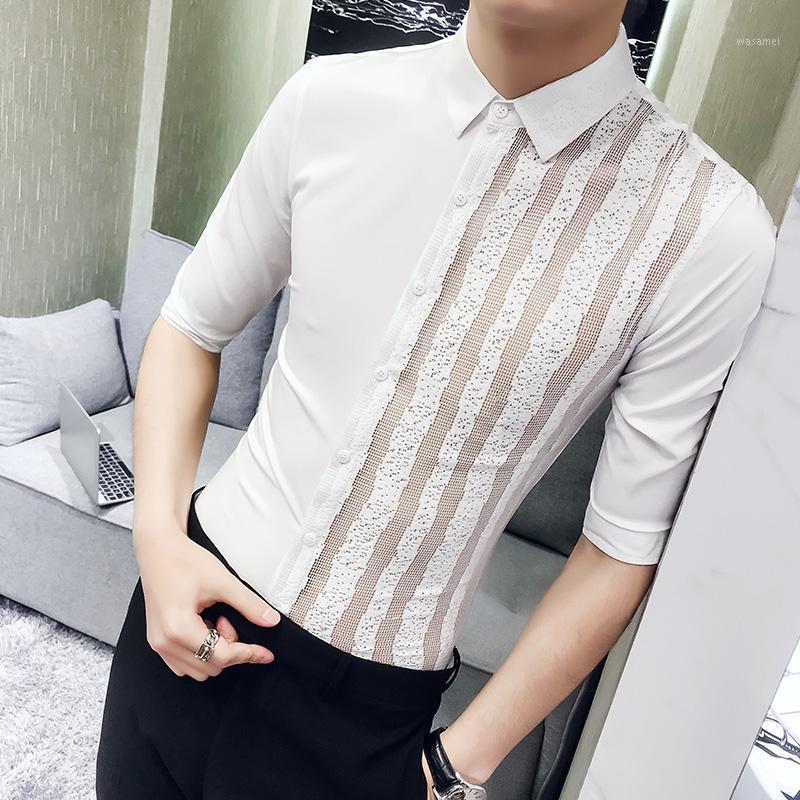 Men's Casual Shirts British Style Summer Sexy Hollow Lace Spliced Tuxedo Men Clothing 2022 Simple Slim Fit Perspective Blouse Homme, White
Men's Casual Shirts British Style Summer Sexy Hollow Lace Spliced Tuxedo Men Clothing 2022 Simple Slim Fit Perspective Blouse Homme, White