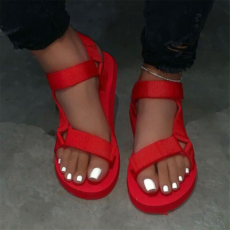 plateforme sandales 2022 New Women Summer Soft Slip Sandals Woman Buckle Strap Foam Sole Durable Sandals Ladies Outdoor Casual B