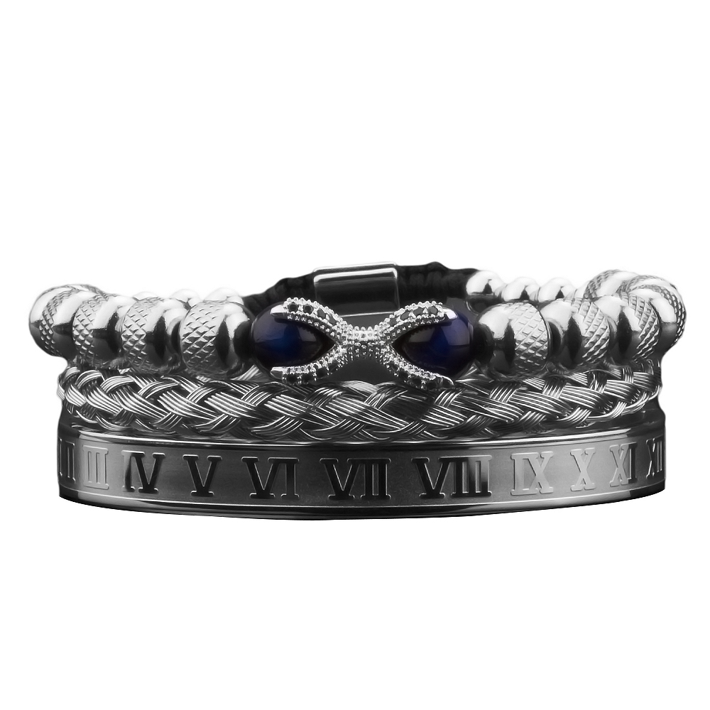 3pcs Luxury Roman Royal Dragon Claw Charm Men Stainless Steel Geometry Pulseiras Open Adjustable Bracelets Couple Jewelry