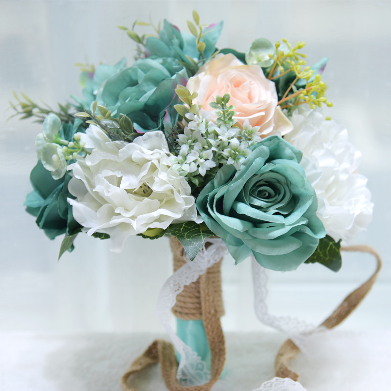 Natural Bouquet ramos de novia Wedding Flowers peony silk Eco Flowers Bridesmaid Bouquets Ivory Wedding Bouquet