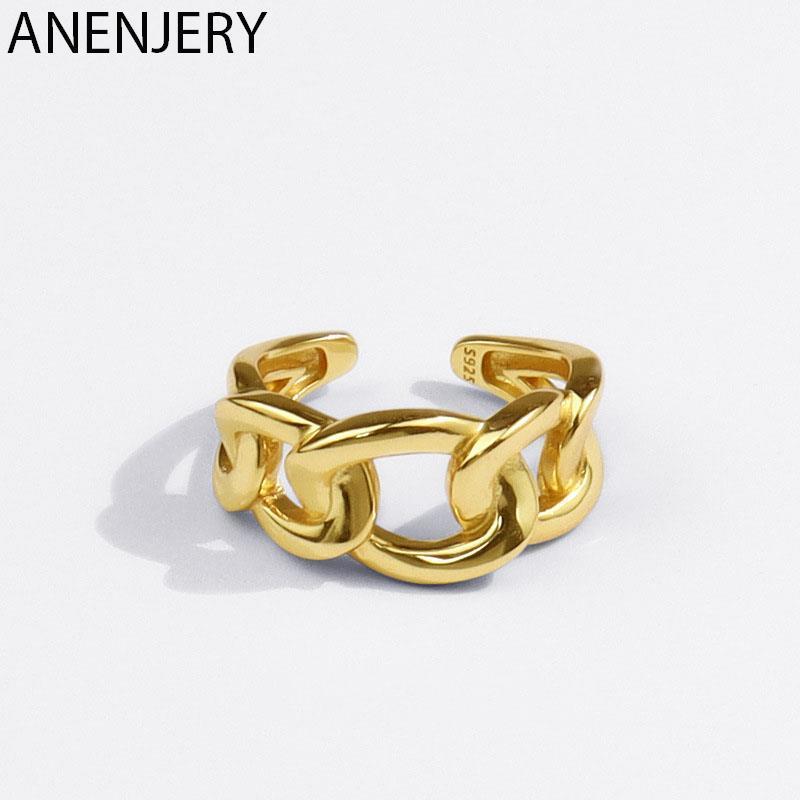 ANENJERY Silver Color Chunky Chain Rings for Women Men Link Twisted Geometric Jewelry 220716 
ANENJERY Silver Color Chunky Chain Rings for Women Men Link Twisted Geometric Jewelry 220716