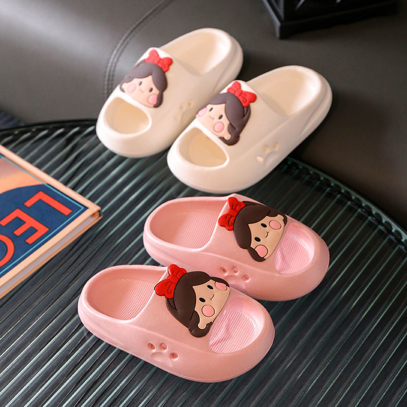 Children's Beach Slippers For Boys Girls Home Shoes Summer Thick Flip Flops Soft Cartoon Ourdoor 220427