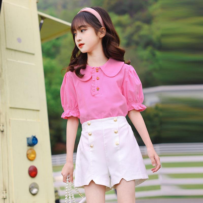 Clothing Sets Girls Summer Set Short Sleeve Tops Shorts With Button Children's Clothes Teenage Korean Kids Outfits 3-12 YearsClothing, Pink
Clothing Sets Girls Summer Set Short Sleeve Tops Shorts With Button Children's Clothes Teenage Korean Kids Outfits 3-12 YearsClothing, Pink