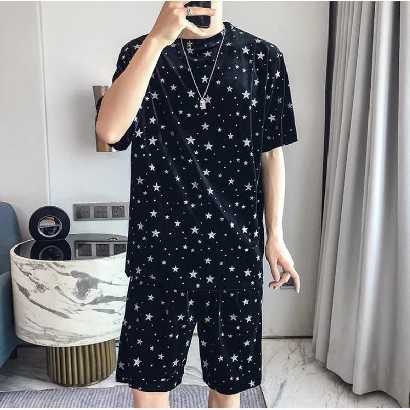 Men's Tracksuits Men Outfit Set 2022 Summer Men's T-Shirt Shorts 2 Piece Full Star Print Breathable Velvet Short Sleeve Top Elastic Wais, Black
Men's Tracksuits Men Outfit Set 2022 Summer Men's T-Shirt Shorts 2 Piece Full Star Print Breathable Velvet Short Sleeve Top Elastic Wais, Black