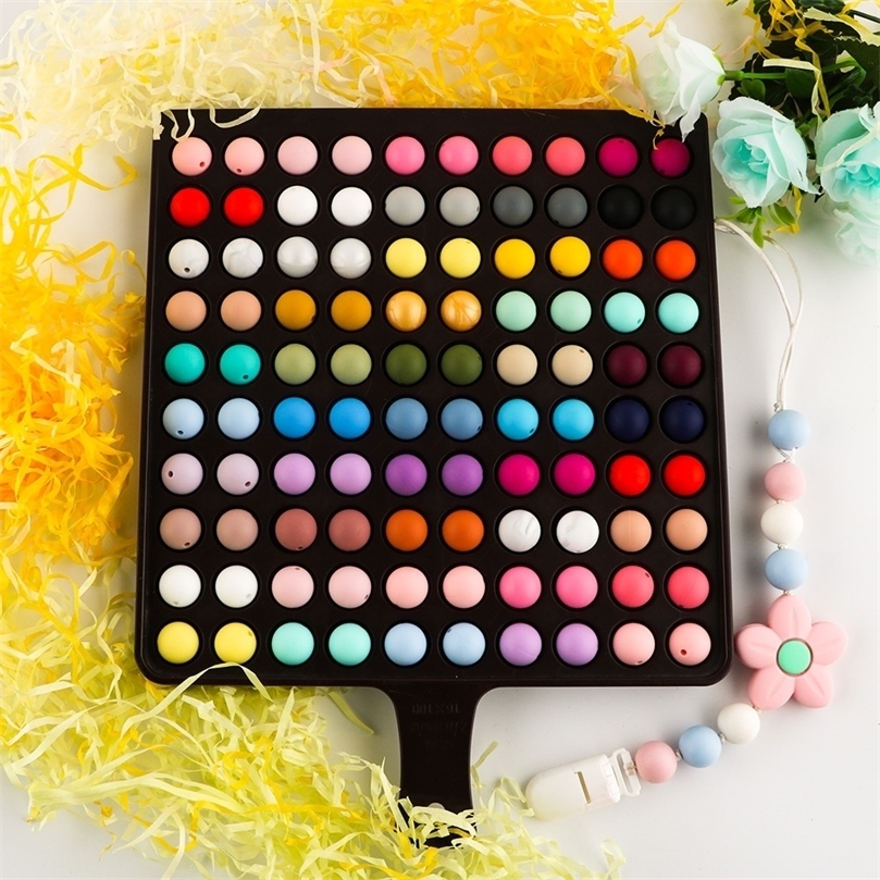 Kovict 100/200/500pcs Silicone Beads 15mm Round Perle Silicone Dentition Baby Teething Toys DIY Pacifier Chain Jewelry Making 220514