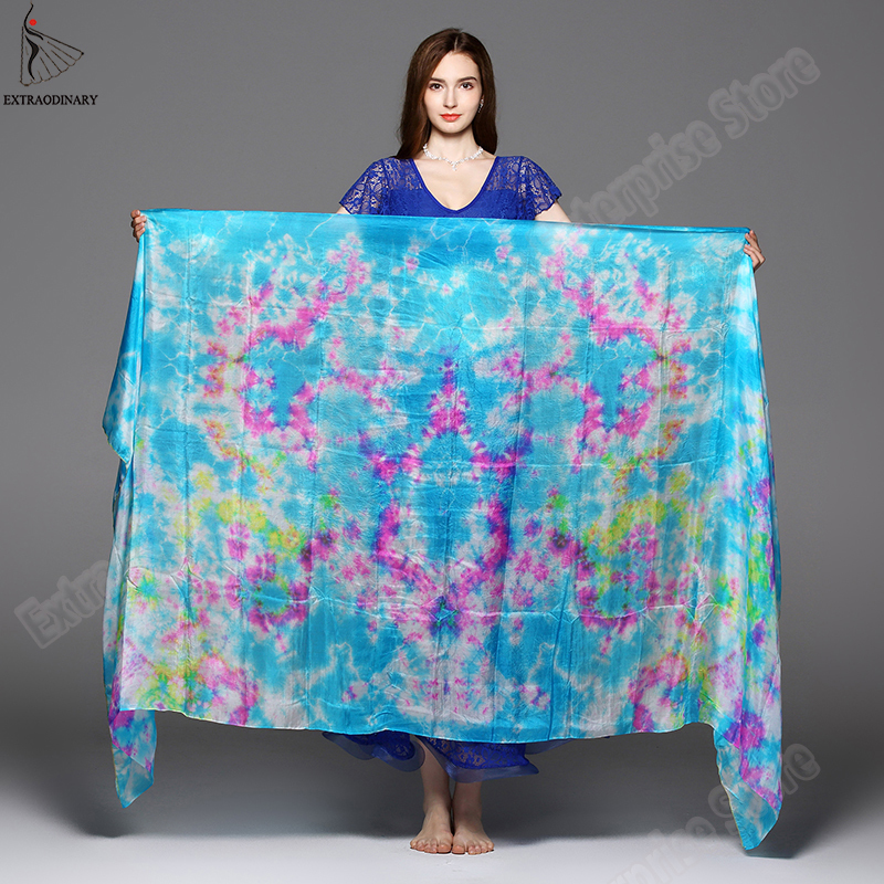 100% Veils Light Silk Belly Dance Hand Thrown Scarf Shawl Veil 200cm 250cm 270cm Kids Adults Stage Performance 13 Color 220507