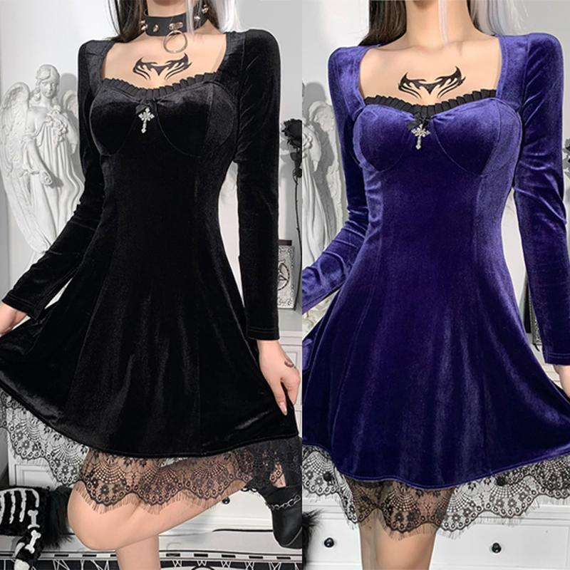 Casual Dresses Helisopus Dark Lace Dress Long Sleeves High Waist Beautiful And Elegant Cross Pendant Decoration Party For Women, Black;gray
Casual Dresses Helisopus Dark Lace Dress Long Sleeves High Waist Beautiful And Elegant Cross Pendant Decoration Party For Women, Black;gray