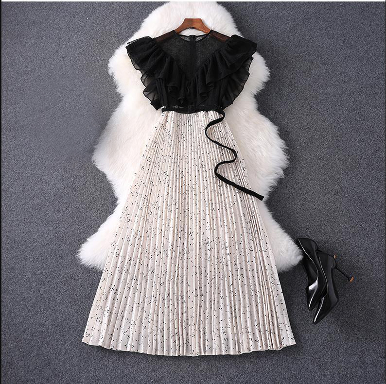 2022 Summer Short Sleeve Dress Round Neck White Black Color Lace Pleated Panelled Mid-Calf Dress Elegant Casual Dresses MQ308980086516, Multi
2022 Summer Short Sleeve Dress Round Neck White Black Color Lace Pleated Panelled Mid-Calf Dress Elegant Casual Dresses MQ308980086516, Multi
