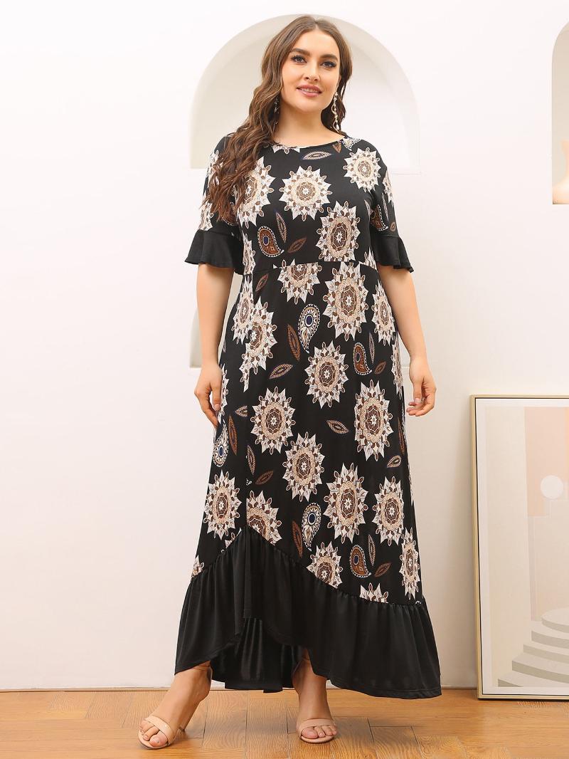 Plus Size Dresses 5XL Women Summer 2022 Short Sleeve Retro Printing Vintage Dress Black Big Maxi Ruffles
Plus Size Dresses 5XL Women Summer 2022 Short Sleeve Retro Printing Vintage Dress Black Big Maxi Ruffles