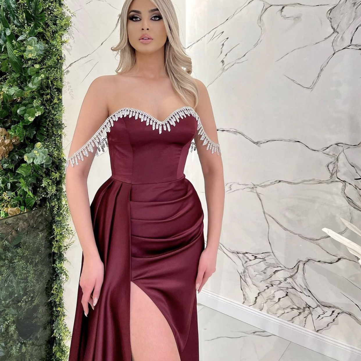 Dusty Pink Prom Dresses Modest Middle East Church With Off Shoulder Party Gown