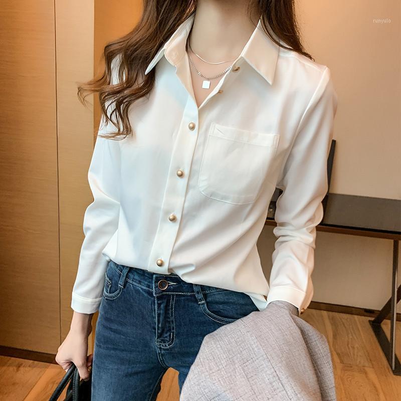 Women' Blouses & Shirts Autumn Blouse Women Korean White Chiffon Pockets Long Sleeve Office Lady Turn-down Collar Ladies Bottoming Tops
Women' Blouses & Shirts Autumn Blouse Women Korean White Chiffon Pockets Long Sleeve Office Lady Turn-down Collar Ladies Bottoming Tops