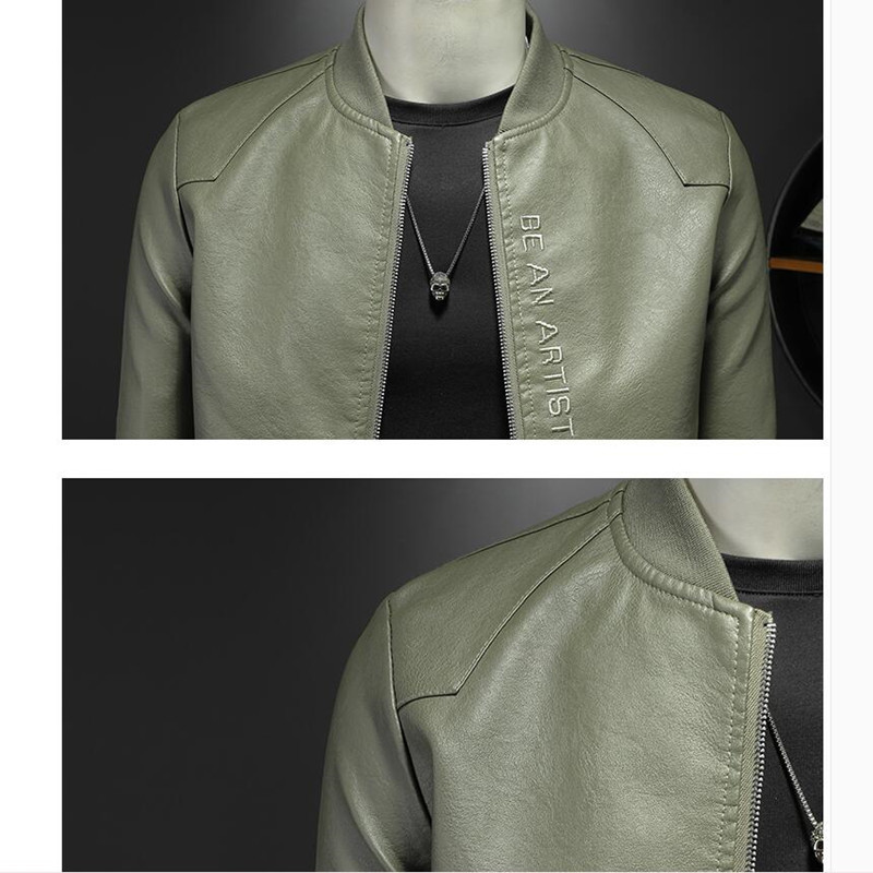Men's Leather Jacket British Style Casual Simple Lapel Slim Baseball Uniform Leather Jacket Casual Men's Coat Clothing 220816
