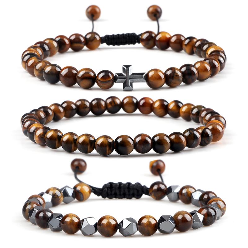 Beaded, Strands Natural Tiger Eye Bracelet Men Women Hematite Strand 7 Chakra Beads Bracelets Handmade Cross Bangles Adjustable Wrist Jewelr
Beaded, Strands Natural Tiger Eye Bracelet Men Women Hematite Strand 7 Chakra Beads Bracelets Handmade Cross Bangles Adjustable Wrist Jewelr