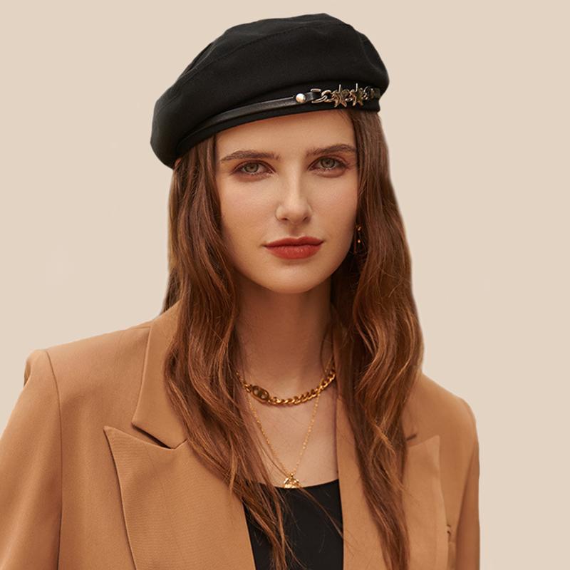 Berets Fashion Classic Sboy Hat Leather Belt Metal Star Design Ladies Personality Cotton Winter For Women Outdoor Warm Beret, Black
Berets Fashion Classic Sboy Hat Leather Belt Metal Star Design Ladies Personality Cotton Winter For Women Outdoor Warm Beret, Black