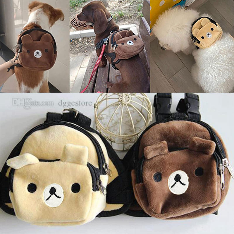 Cute Plush Dog Backpack with Pocket Bear Style Harness Saddle Cartoon Bag for Hiking Small Medium Large Dogs Chihuahua Yorkies French Bulldog Wholesal
