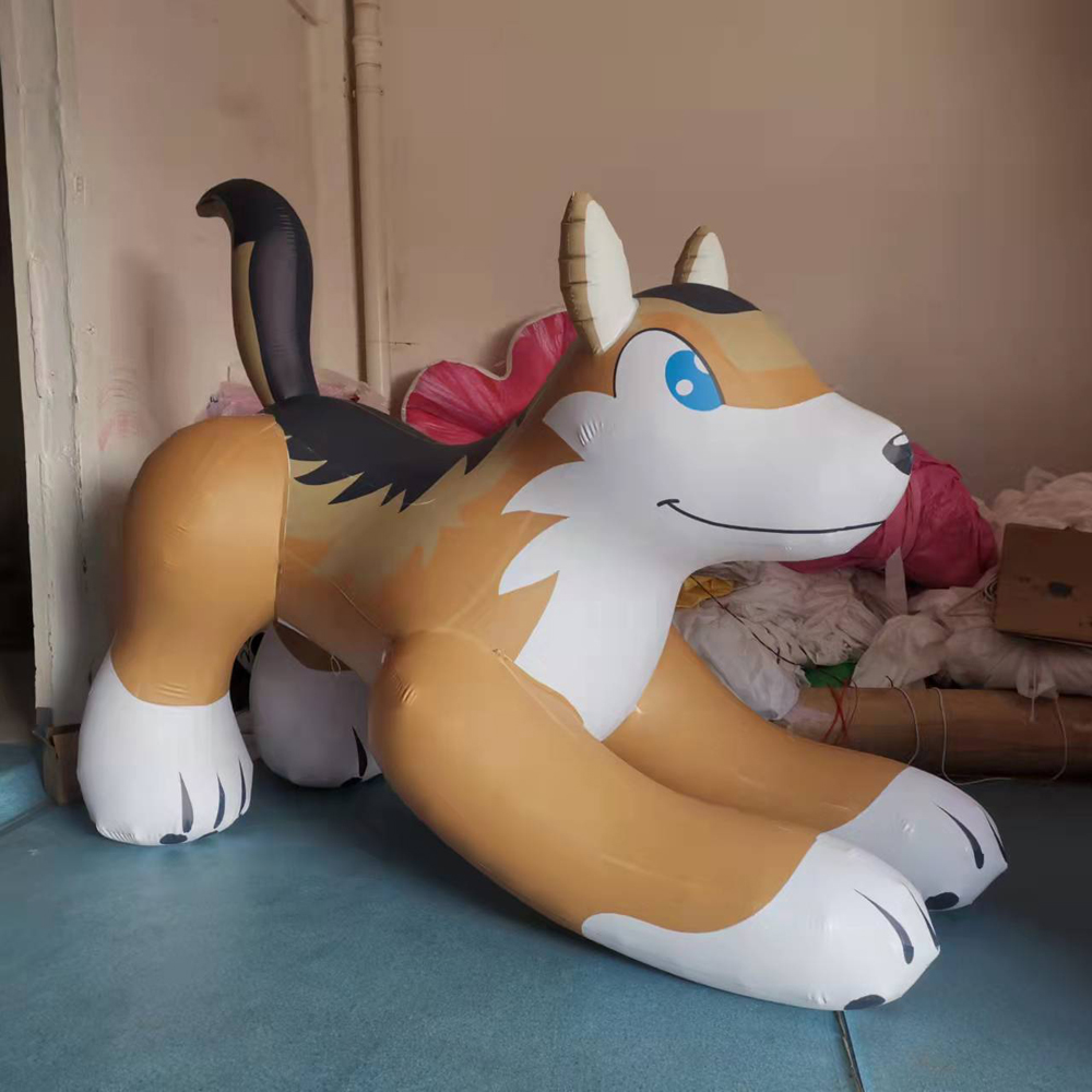 Custom cute giant inflatable wolf model air sealed pvc cartoon animal toy for outdoor advertising