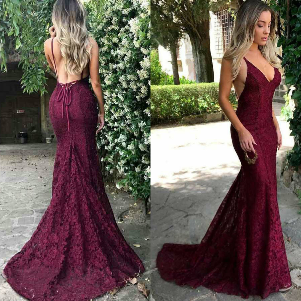 Sexy Full Lace Mermaid Evening Dresses Spaghetti Straps Backless Sweep Train Prom Dress Formal Celebration Dresses, Dark navy
Sexy Full Lace Mermaid Evening Dresses Spaghetti Straps Backless Sweep Train Prom Dress Formal Celebration Dresses, Dark navy
