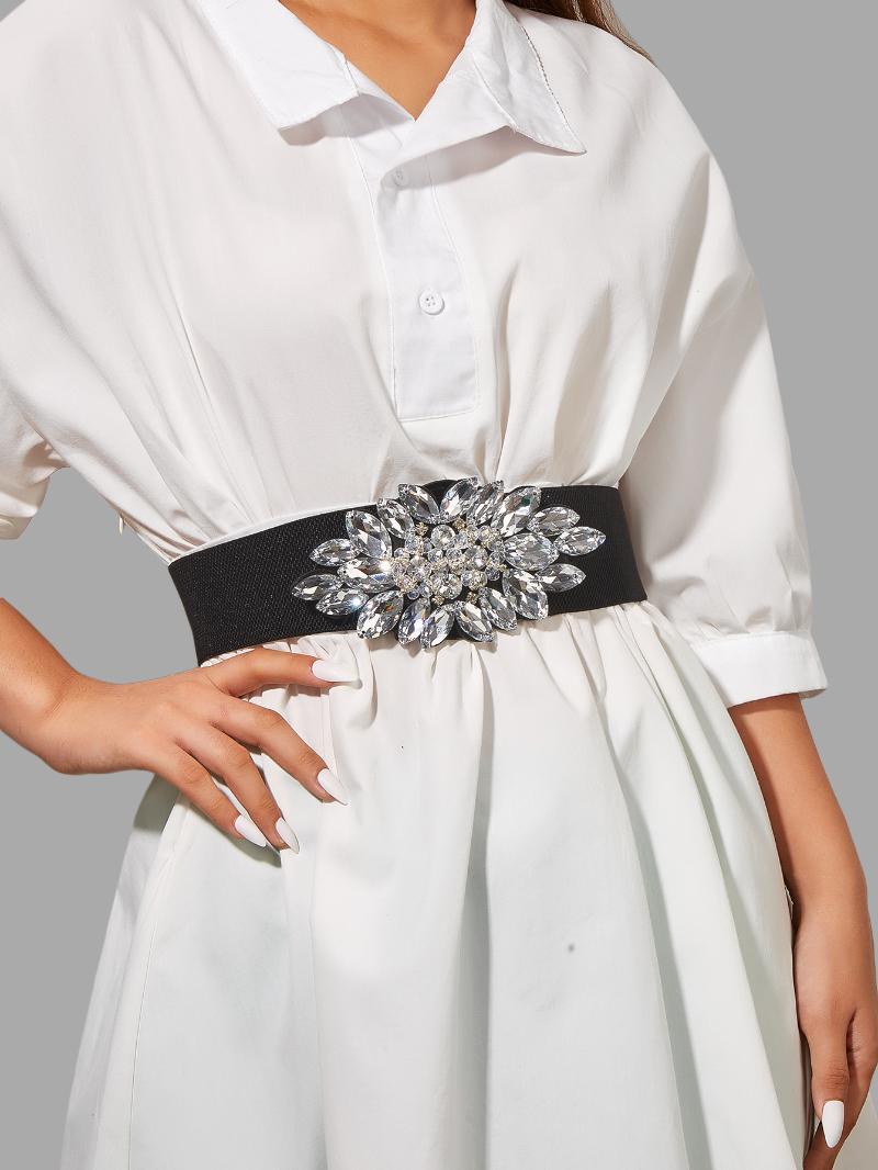 Belts Fashionable Simple Versatile Elegant White Crystal Black Wide Stretchable Belt
Belts Fashionable Simple Versatile Elegant White Crystal Black Wide Stretchable Belt