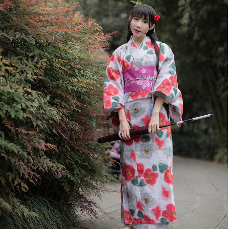 Oriental Ethnic Clothing Sakura Pattern kimono women's cotton Japanese bathrobe traditional kimono formal occasion dress