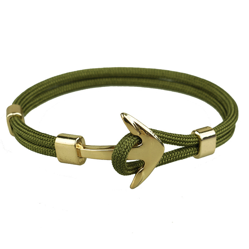 Classic Design Handmade Gold Anchor Charm Multicolor Paracord Bracelet Popular Jewlery for Men Wmen Gift