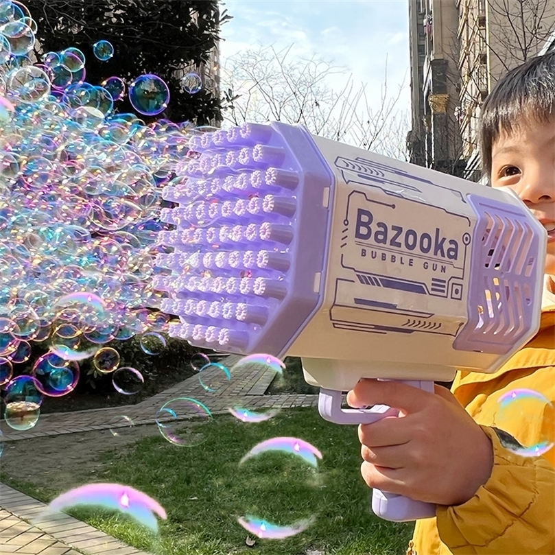 69 Holes Bubble Gun Automatic Bubbles Machine Rocket Gun Launcher Shape Blower Soap Toys For Kid Bubble Machine Party Supplies 220621