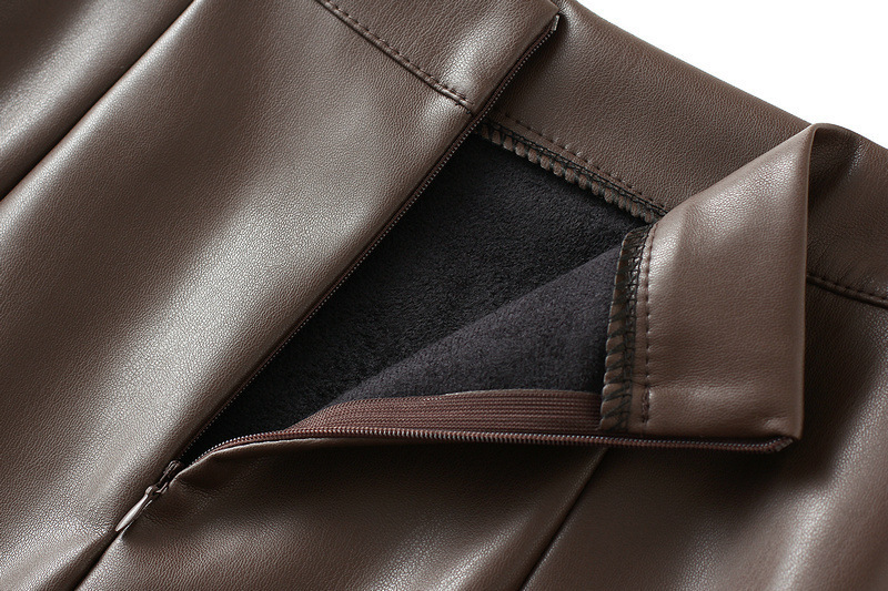 Women Autumn Pu Leather Skirt Split Hem Bodycon High Waist Winter Femme Faldas Jupe Saia 220317