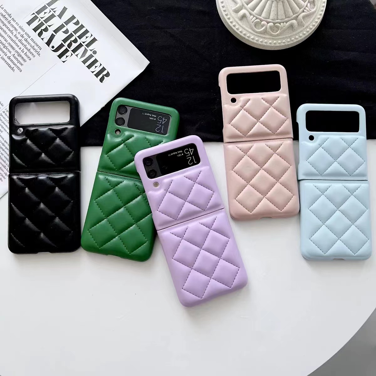 

Luxury phone cases for Zflip3 plain leather Ringed phone case Samsung Zflip 3 folding cover iphone 13 11 12 pro max, Details please consult