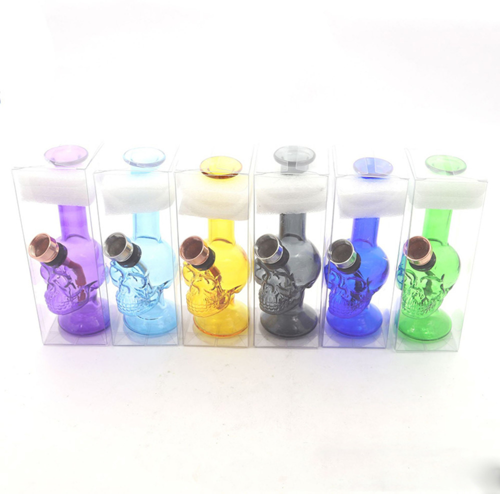 Hookahs Skull Colored Glass bong 5'' tall Mini pipe with metal bowl water pipes 
Hookahs Skull Colored Glass bong 5'' tall Mini pipe with metal bowl water pipes