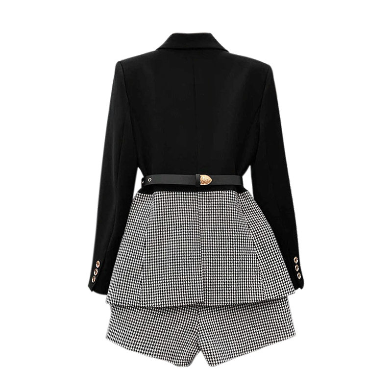 T066 Korean Patchwork Plaid Two Piece Set Cocktail Party Women Lapel Long friends party Sleeve Sashes Blazer Wide Leg Shorts Casual Female, Black
T066 Korean Patchwork Plaid Two Piece Set Cocktail Party Women Lapel Long friends party Sleeve Sashes Blazer Wide Leg Shorts Casual Female, Black
