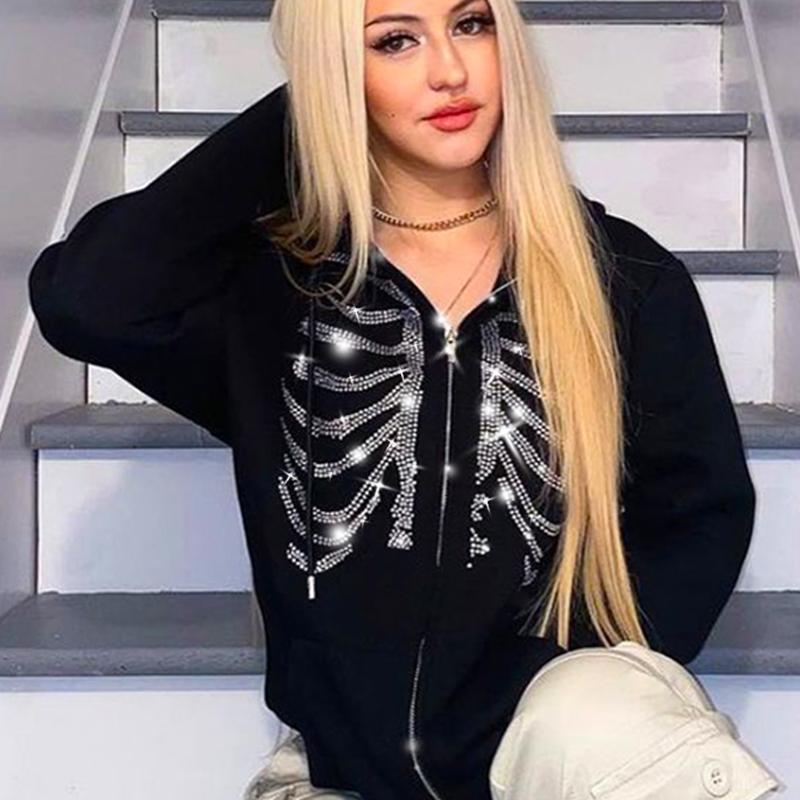 Women' Jackets Rhinestone Skeleton Women Autumn Outerwear Zip Up Goth Skulls Black Sweatshirts Shiny Grunge Oversized Winter CoatWomen, Nz626-black
Women' Jackets Rhinestone Skeleton Women Autumn Outerwear Zip Up Goth Skulls Black Sweatshirts Shiny Grunge Oversized Winter CoatWomen, Nz626-black