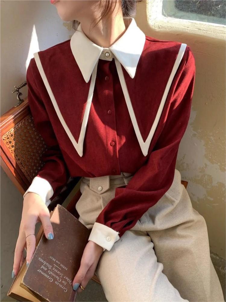 Women' Blouses & Shirts Elegant Sweet Single Breased Shirt Women Casual Preppy Korean Top Office Lady Patchwork Long Sleeve Slim Turn Down, Black
Women' Blouses & Shirts Elegant Sweet Single Breased Shirt Women Casual Preppy Korean Top Office Lady Patchwork Long Sleeve Slim Turn Down, Black