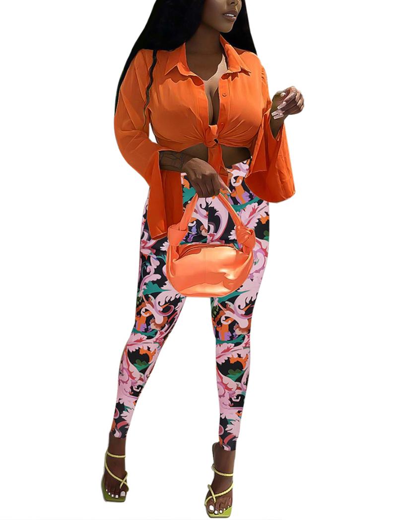 Women' Two Piece Pants Women Vintage Print Two-Piece Set Bohemia Loose Sexy Super Short Shirt Tops + Elastic High Waist Ladies Casual Sport, Orange
Women' Two Piece Pants Women Vintage Print Two-Piece Set Bohemia Loose Sexy Super Short Shirt Tops + Elastic High Waist Ladies Casual Sport, Orange