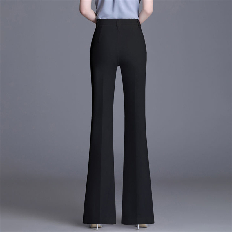 Office Lady Slim White Flare Pants Summer Thin Basic Solid Work Bell Bottom Women Arrival High Waist Suit Trousers 220325