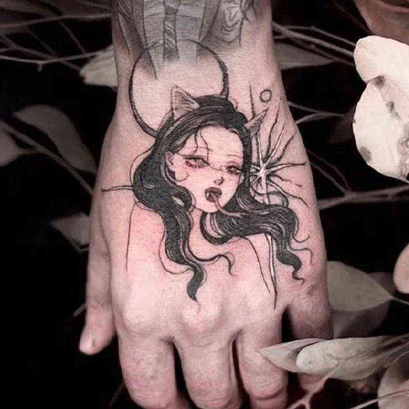 NXY Temporary Tattoo 1pcs Black Stickers Waterproof Long Lasting Rose Clown Body Art s Unisex Water Transfer Arm Finger Tatoo 0330