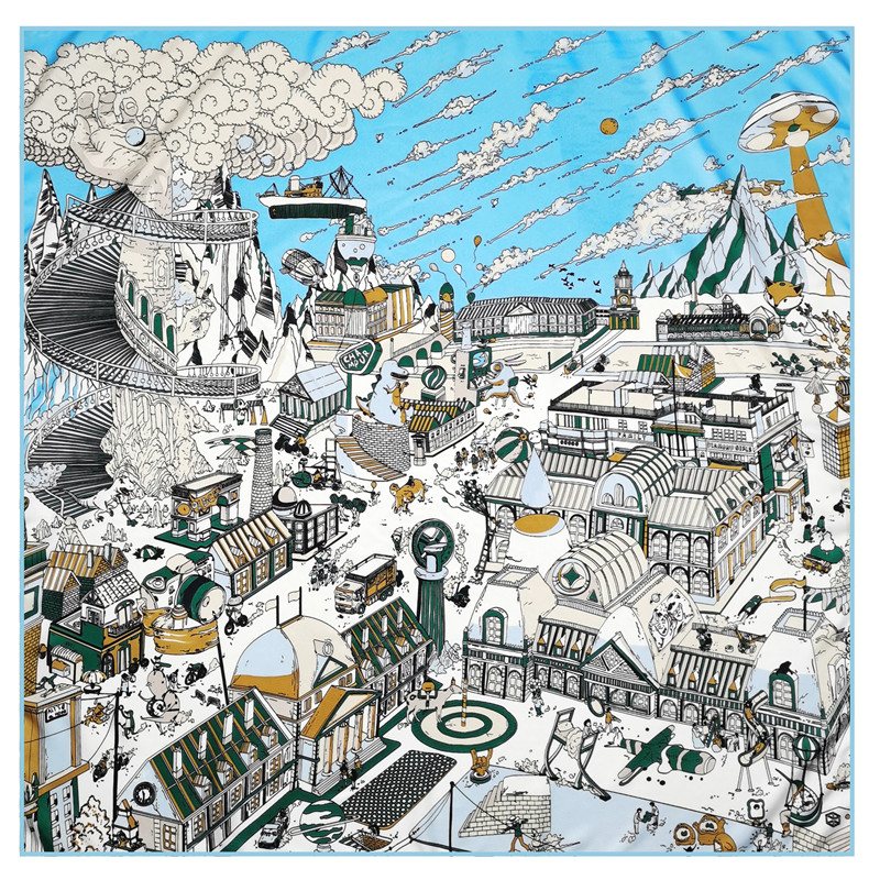 Manual Hand Rolled Twill Silk Scarf Women Sky City Print Square Scarves Echarpes Foulards Femme Wraps Bandana Hijab 90CM*90CM
Manual Hand Rolled Twill Silk Scarf Women Sky City Print Square Scarves Echarpes Foulards Femme Wraps Bandana Hijab 90CM*90CM