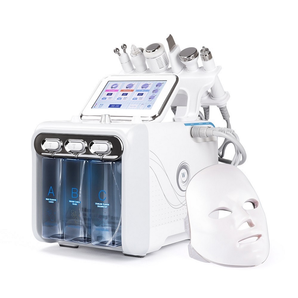 

2022 New 7 in 1 Hydrogen Oxygen Small Bubble RF Beauty Machine Face Lifting Dermabrasion Device Skin Scrubber Facial Spa led mask