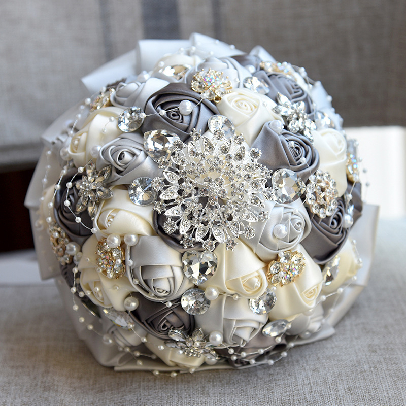 Beautiful In Stock Ivory Ribbon Flowers Stunning Bridal Bouquet Bridesmaid Wedding Bouquets Korean style European and American wedding gifts