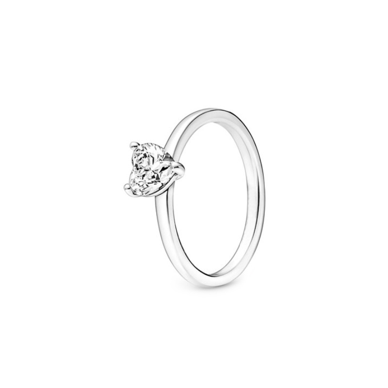 2024 Popular Silver Rings Fashion Crystal Mom Ring The Shiny Double Heart Ring Ladies DIY Exquisite Necklace Jewelry Production