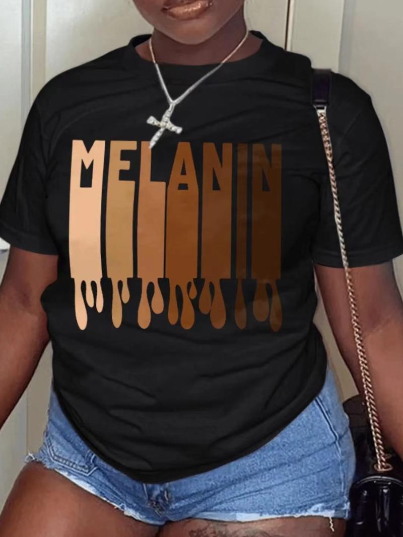 Women's Plus Size T-Shirt Woman Clothes 2022 Summer Casual Round Neck Short Sleeve Melanin Letter Print T-shirtWomen's, Black
Women's Plus Size T-Shirt Woman Clothes 2022 Summer Casual Round Neck Short Sleeve Melanin Letter Print T-shirtWomen's, Black