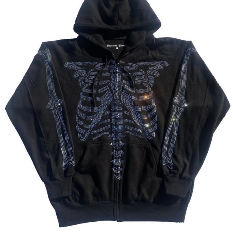 Skull Head Hoodie Womens Sweatshirt Loose Hooded Jacket Pattern Zipper Autumn Casual Tops 220813
Skull Head Hoodie Womens Sweatshirt Loose Hooded Jacket Pattern Zipper Autumn Casual Tops 220813