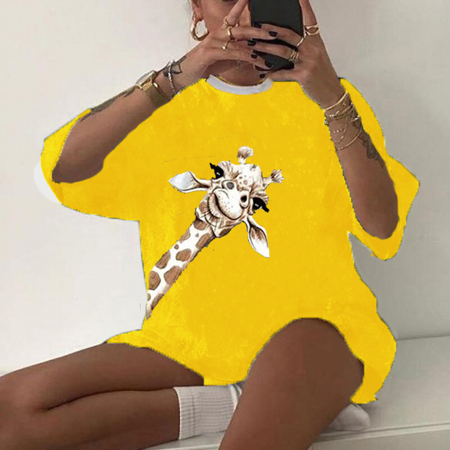 Harajuku Tshirts Women Sun and Moon Print Loose T Shirt Plus Size Women s Clothing Streetwear Funny Tshirt Graphic Tee Tops 220714