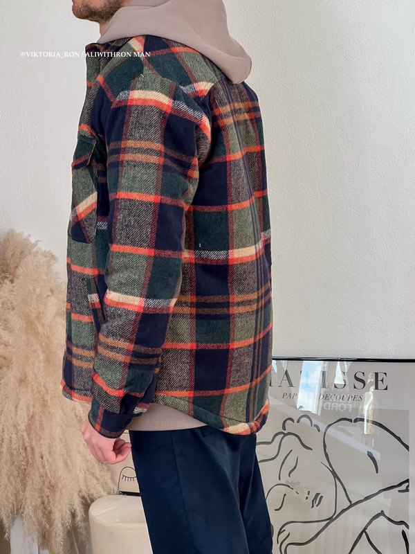 Garaouy Plaid Jacket Men's Autumn Winter Casual Fleece Lapel Warm Slim Fit Lamb Wool Thick Shirt All-match Coats Male 220322