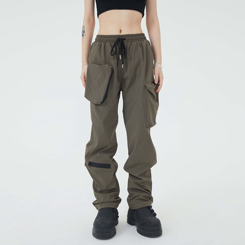 High Street Pockets Solid Color Zipper Overalls Men and Women Baggy Drawstring Cargo Pants Trousers
High Street Pockets Solid Color Zipper Overalls Men and Women Baggy Drawstring Cargo Pants Trousers