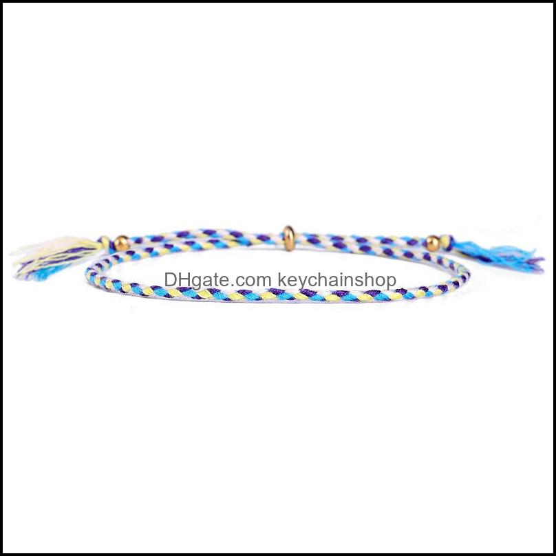 Other Bracelets Jewelry Kimter Handmade Tassel Knots Ropes Bracelet Ethnic Cotton Rope Lucky Tibetan String Bangles For Couples Q508Fz Drop